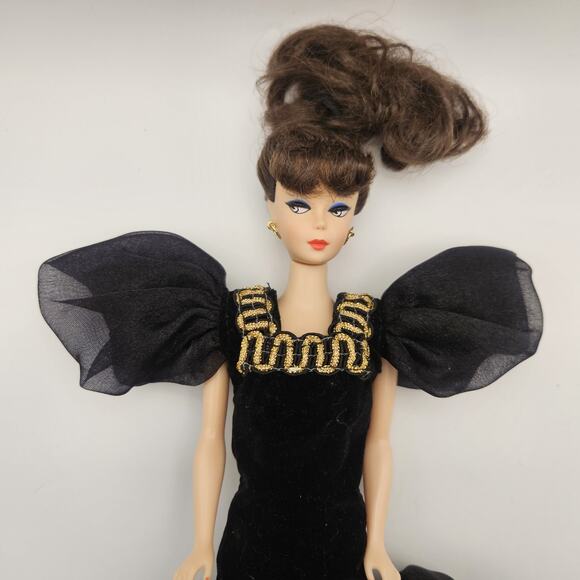 Vintage Barbie Doll 1958/1993? Reproduction Barbie Doll Black Evening Dress - Picture 2 of 7